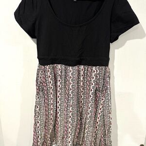 Torrid Black and Patterned Short Sleeve Dress